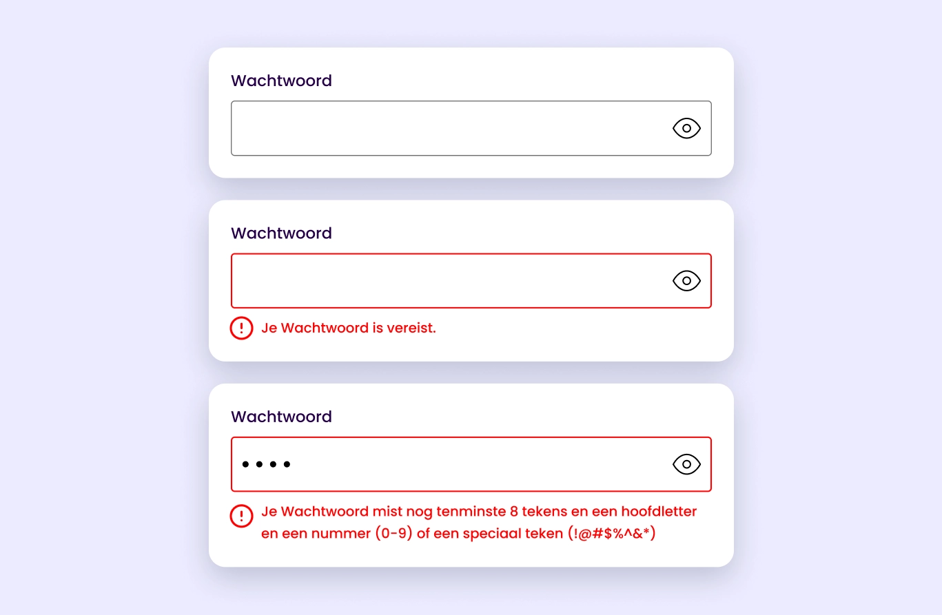 Bij Ikea zijn de vereisten van het wachtwoord pas zichtbaar als je begint met typen.