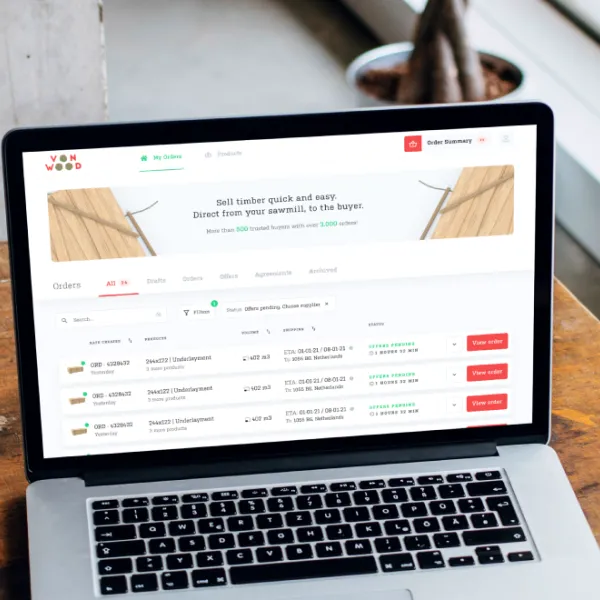 VonWood website op laptop